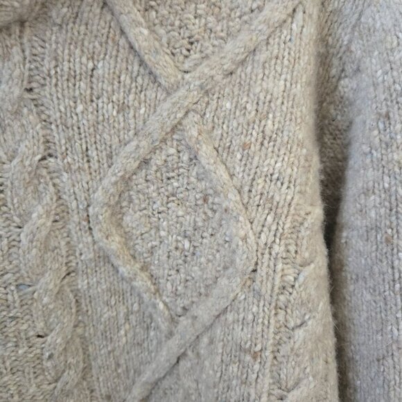 Lucas Nobili Made In Italy Oatmeal Wool Blend Shawl Collar CableKnit Sweater Siz - Picture 5 of 7